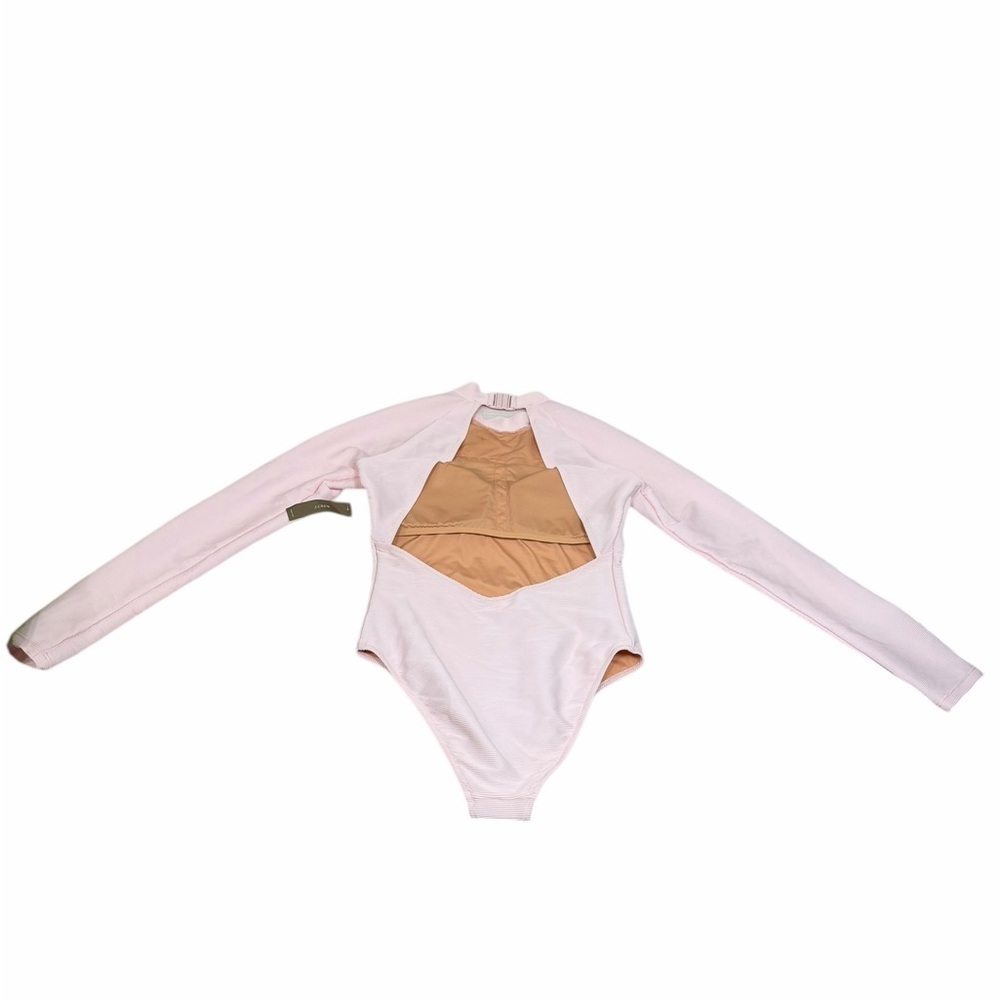 J. Crew Active Ribbed Long Sleeve One-Piece Swimsuit Rash Guard Pink NWT Size 6 - Picture 6 of 11
